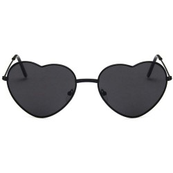 Rimless Women Cute Heart Shape Metal Frame Sunglasses with Case UV400 Protection - Black Frame/Grey Lens - C518WRUKG77 $7.17