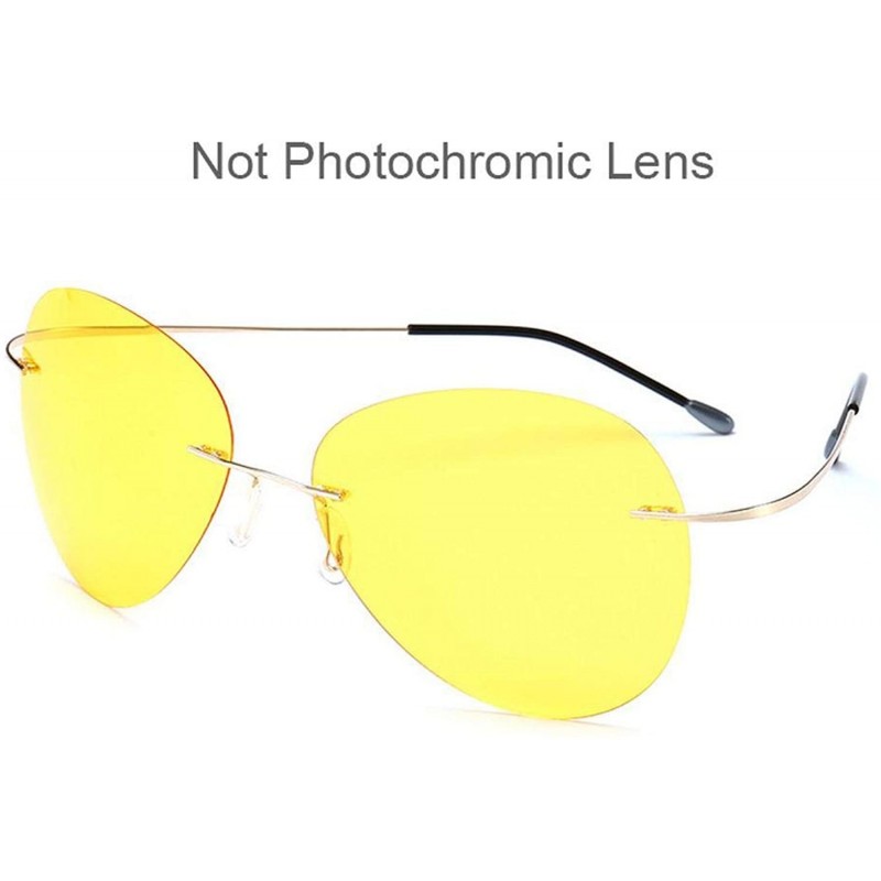Square Pilot RimlTitanium Polarized Sunglasses Men Vintage Ultralight Er Metal Photochromic Sun Glasses Women - C6 - CS198AHX...