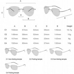 Square Pilot RimlTitanium Polarized Sunglasses Men Vintage Ultralight Er Metal Photochromic Sun Glasses Women - C6 - CS198AHX...