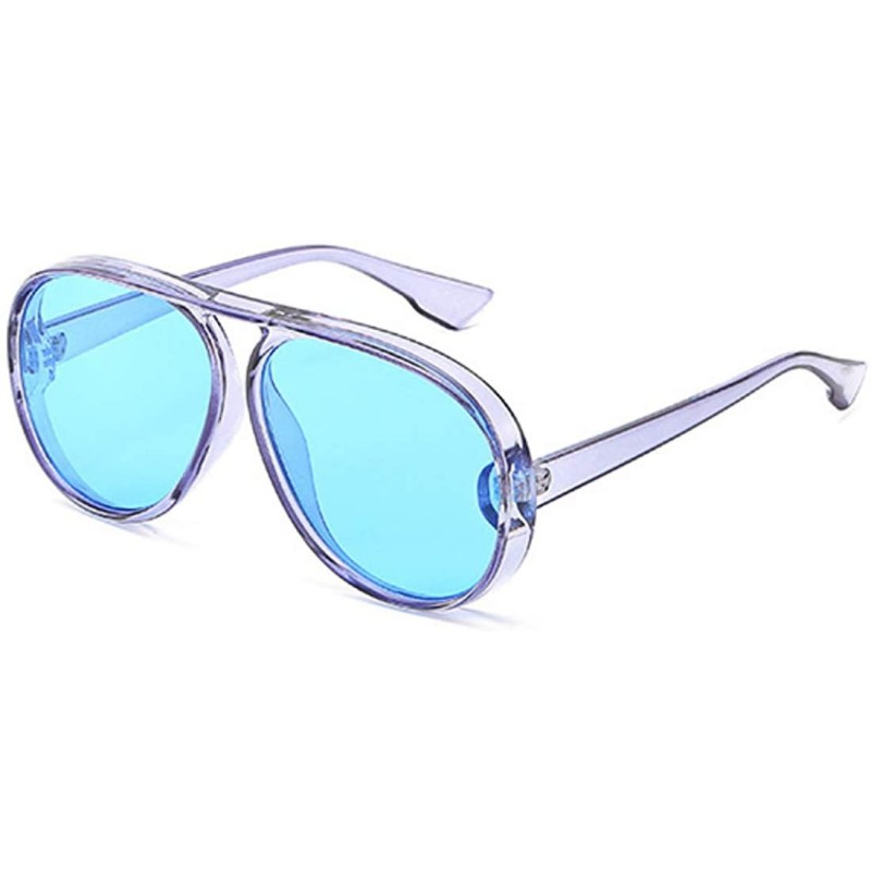 Oversized Unisex Oversized Oval Plastic Lenses Fashion Sunglasses UV400 - Blue - CC18NHDHWD6 $12.24