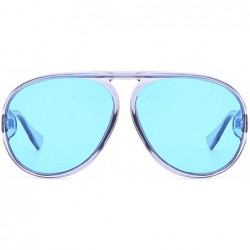 Oversized Unisex Oversized Oval Plastic Lenses Fashion Sunglasses UV400 - Blue - CC18NHDHWD6 $12.24