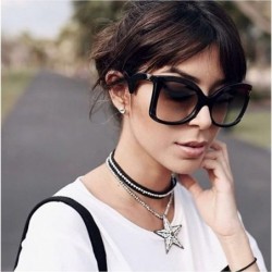 Oversized 2018 Clear Oversized Square Sunglasses Women Gradient Super Star Fashion Brand - Gloss Black - C4189KQD9WL $12.58