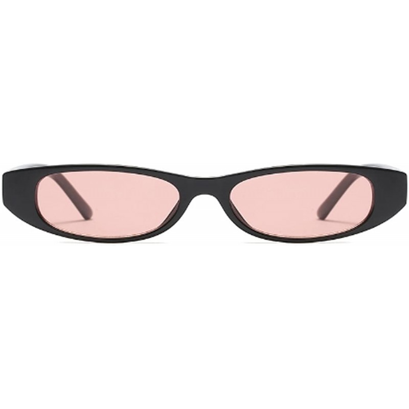 Oval Vintage Small Sunglasses Fashion Narrow Oval Frame eyewea for neutral - Black Pink - CK18DTNT9W8 $10.69