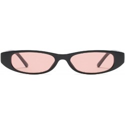 Oval Vintage Small Sunglasses Fashion Narrow Oval Frame eyewea for neutral - Black Pink - CK18DTNT9W8 $10.69