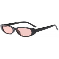 Oval Vintage Small Sunglasses Fashion Narrow Oval Frame eyewea for neutral - Black Pink - CK18DTNT9W8 $10.69