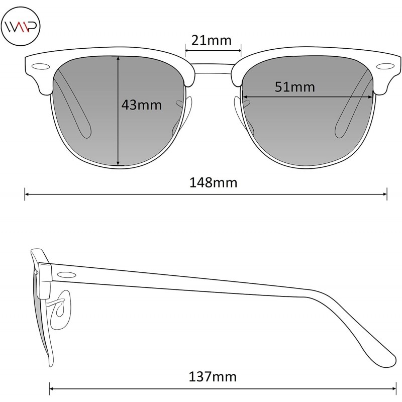 Classic Half Frame Polarized Semi-Rimless Rimmed Sunglasses - Thin ...