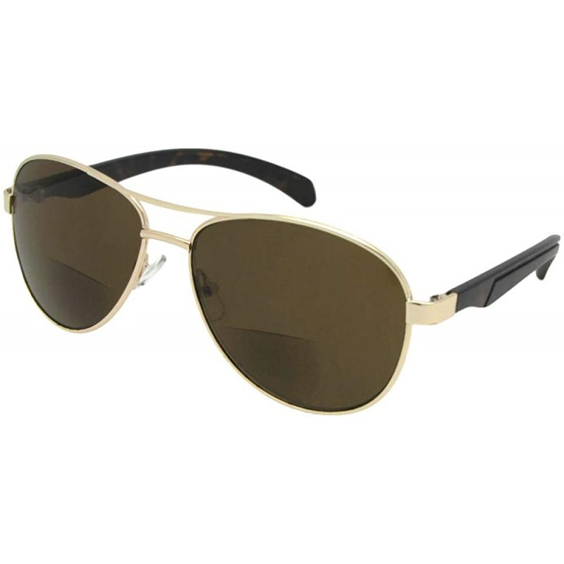 Aviator Aviator Bifocal Sunglasses B117 - Gold Frame Brown Lenses - C718G20C6GI $17.66