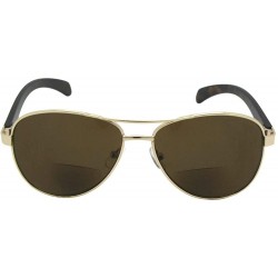 Aviator Aviator Bifocal Sunglasses B117 - Gold Frame Brown Lenses - C718G20C6GI $17.66