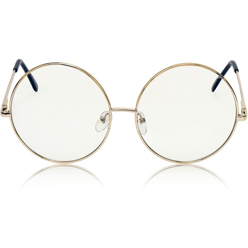 Super Oversized Round Sunglasses Hippie Color Lens Retro Circle Glasses Gold Frame Clear Lens