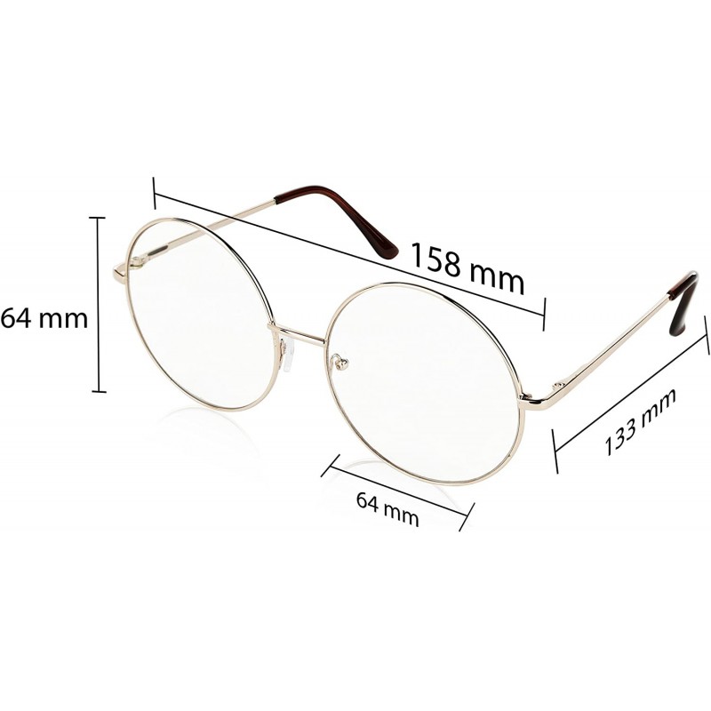 Super Oversized Round Sunglasses Hippie Color Lens Retro Circle Glasses Gold Frame Clear Lens