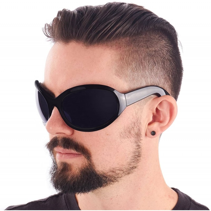 Wrap Mens Industrial Style Wrap Sunglasses - Black - CO11XZ6WW7R $20.17