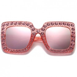 Square Women Sunglasses Crystal Brand Designer Oversized Square Sunglasses - C5 - CH18CQL3Z35 $10.12