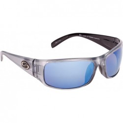 Wrap Polarized Okeechobee Sunglasses - Clear Gray Frame/White-Blue Mirror - Gray Base Lens - CC12NVC0UU1 $30.04