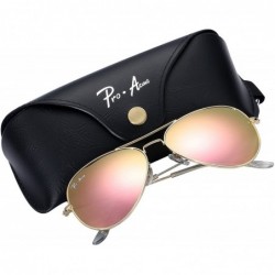 Round Aviator Crystal Lens Large Metal Sunglasses - Gold Frame/Crystal Pink Gold Mirrored Lens - CU12NGIXP3Q $24.21