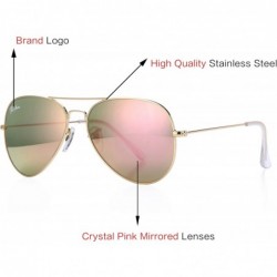 Round Aviator Crystal Lens Large Metal Sunglasses - Gold Frame/Crystal Pink Gold Mirrored Lens - CU12NGIXP3Q $24.21