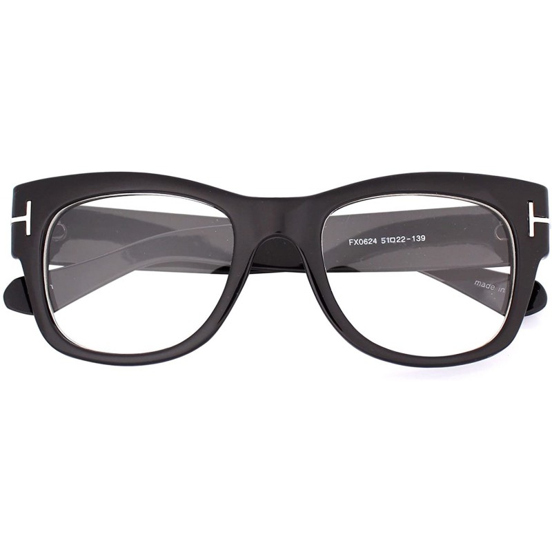 Oversized Oversized Square Thick Horn Rimmed Clear Lens Eye Glasses Frame Non-prescription - Black - CZ185N8KGNG $15.54