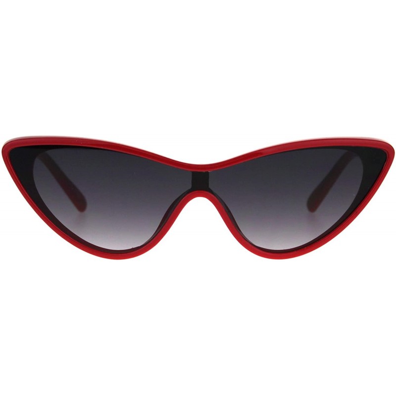 Cat Eye Womens Shield Futuristic Cat Eye Funky Plastic Sunglasses - Red Smoke - CS180GCXOLK $9.94