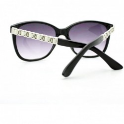 Square Womens Fashion Sunglasses Soft Square Frame Designer Chain Temple - Black White - CD11X91MF2F $9.01