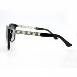 Square Womens Fashion Sunglasses Soft Square Frame Designer Chain Temple - Black White - CD11X91MF2F $9.01