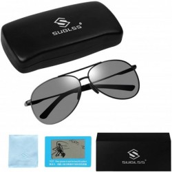 Rectangular Photochromic Polarized Sunglasses Men Women for Day and Night Driving Glasses - 8013-black - C218YMR7Y53 $25.69