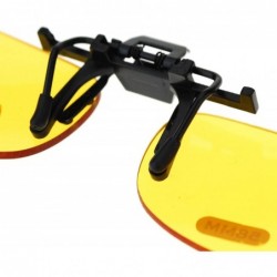 Rectangular Unisex Retro 36mm x 62mm Clip On Night Driving Yellow Lens Sunglasses Black - CS11TOO749P $9.89