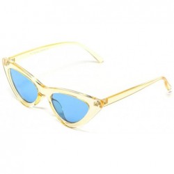 Goggle Retro Vintage Tinted Lens Cat Eye Sunglasses - Clear Yellow Frame/ Tinted Blue Lens - CK189QS76UL $10.70