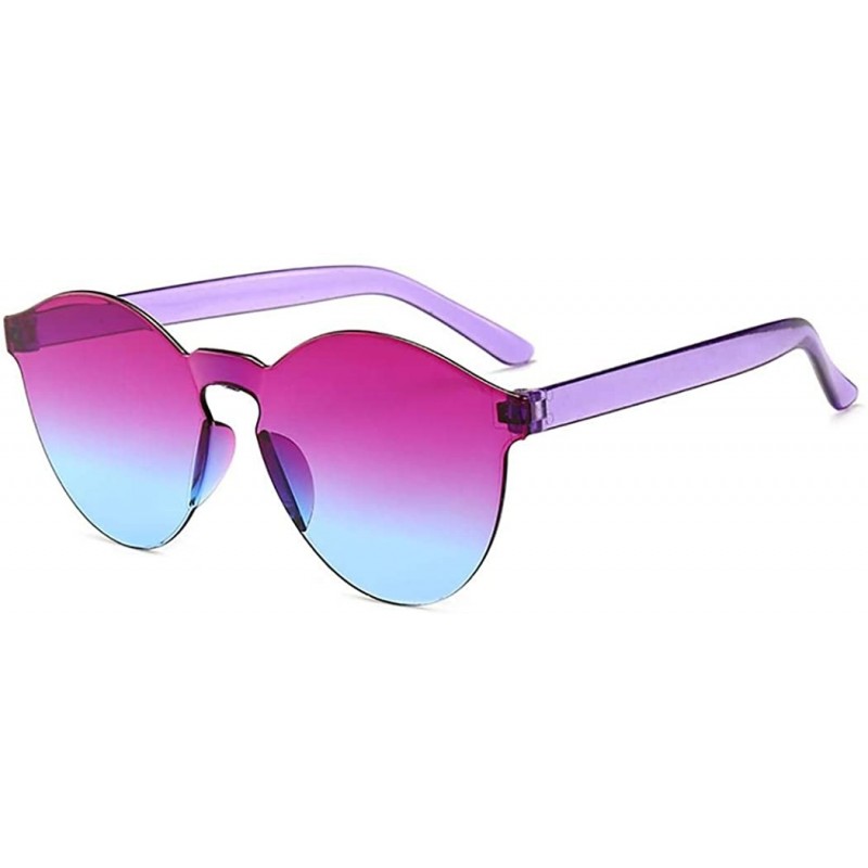 Round Unisex Fashion Candy Colors Round Outdoor Sunglasses Sunglasses - Purple Blue - CQ190LG3TWR $15.79