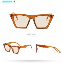 Square Square Cateye Sunglasses for Women Fashion Small Trendy Style Sun Glasses - Brown Frame Brown Lens /C1 - CL196X5469W $...