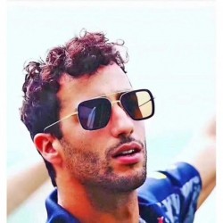 Aviator Unisex Vintage Aviator Square Sunglasses Metal Frame Gradient Lens Tony Stark Glasses - Gold Tea - CC18WRGIHUI $24.83