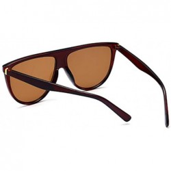 Round Sunglasses for Women Fashion Round Large Frame Flat Top Siamese Retro Gradient Lens UV400 - Brown - CH18SCL2NOL $10.92