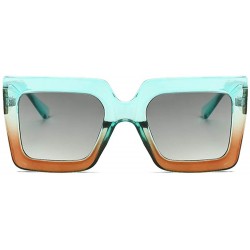 Square Men and women Sunglasses Two-tone Big box sunglasses Retro glasses - Green - CO18LL8LSQU $11.25