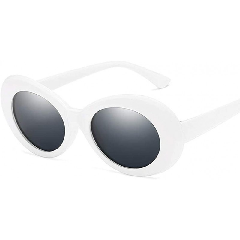 Round Vintage Round Sunglasses for Women Men Classic Retro Glasses UV 400 Lens Reflective Sunglasses - No.2 White Grey - C018...