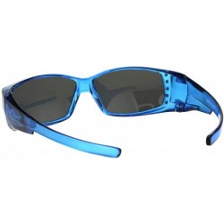 Round Womens Rhinestone Jewel Polarized Lens 60mm Fit Over Rectangular Sunglasses - Blue - C211QLSGU29 $11.00