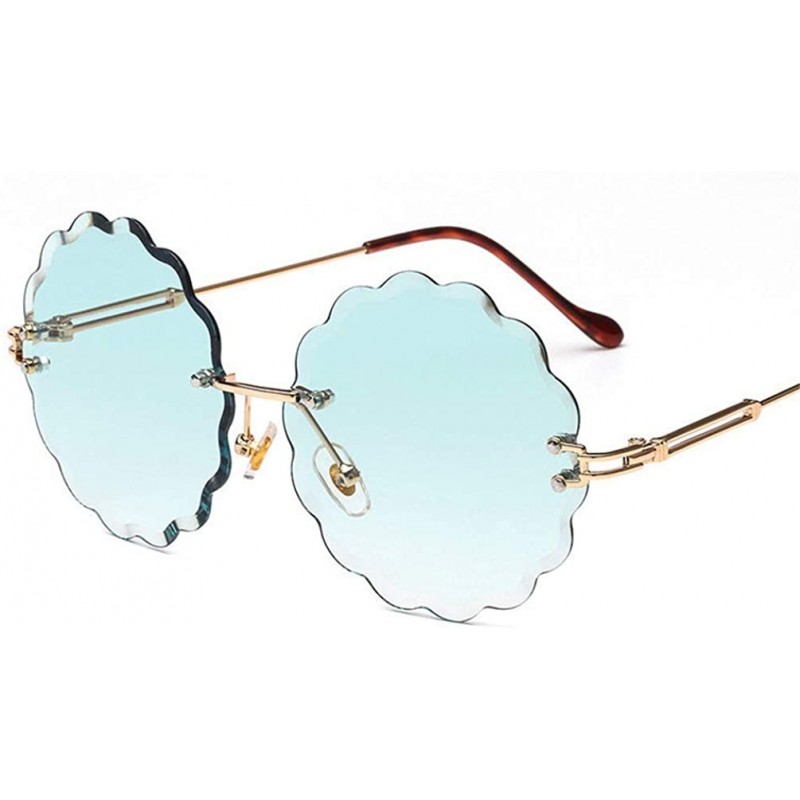 Rectangular Round Rimless Flower Sunglasses Women Men Vintage Stylish Sun Glasses Unique Decoration Eyewears - 5 - CC18Y395W2...