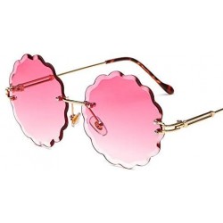 Rectangular Round Rimless Flower Sunglasses Women Men Vintage Stylish Sun Glasses Unique Decoration Eyewears - 5 - CC18Y395W2...