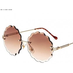 Rectangular Round Rimless Flower Sunglasses Women Men Vintage Stylish Sun Glasses Unique Decoration Eyewears - 5 - CC18Y395W2...