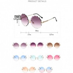 Rectangular Round Rimless Flower Sunglasses Women Men Vintage Stylish Sun Glasses Unique Decoration Eyewears - 5 - CC18Y395W2...