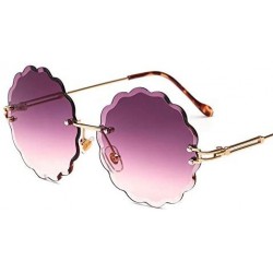 Rectangular Round Rimless Flower Sunglasses Women Men Vintage Stylish Sun Glasses Unique Decoration Eyewears - 5 - CC18Y395W2...