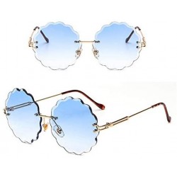 Rectangular Round Rimless Flower Sunglasses Women Men Vintage Stylish Sun Glasses Unique Decoration Eyewears - 5 - CC18Y395W2...