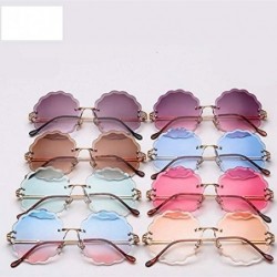 Rectangular Round Rimless Flower Sunglasses Women Men Vintage Stylish Sun Glasses Unique Decoration Eyewears - 5 - CC18Y395W2...