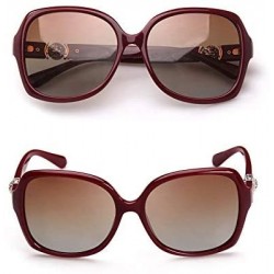 Aviator Women's Fashion Polarized Sunglasses UV 400 Lens Protection - Wine Red - C518RHK76NL $30.63