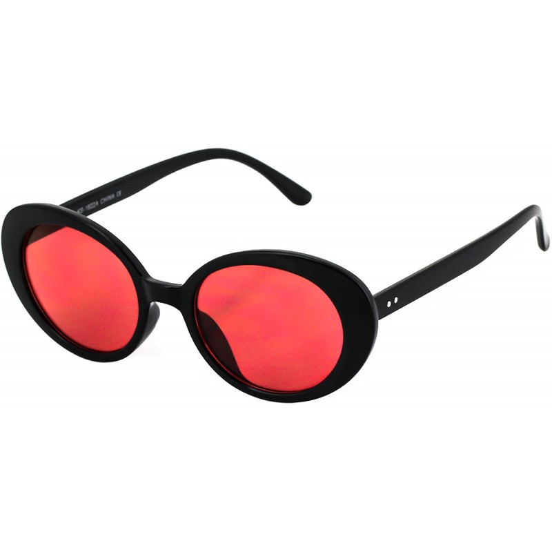 Clout Goggles Oval Sunglasses for Women Men - Mod Fashion Kurt Cobain  Sunglasses - Black&red - C218MEQEOGG