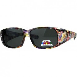 Oversized Polarized Womens Floral Print Fit Over Rectangular 54mm Sunglasses - Purple Butterfly - CQ18D47576D $11.15