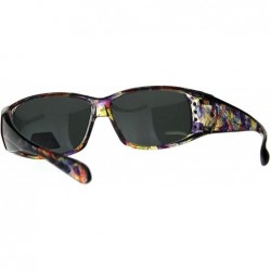 Oversized Polarized Womens Floral Print Fit Over Rectangular 54mm Sunglasses - Purple Butterfly - CQ18D47576D $11.15