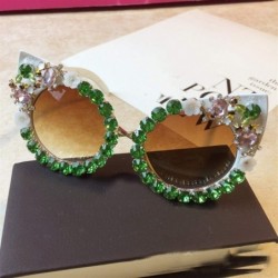 Cat Eye Personality Handmade Rhinestone Sunglasses Fashion - C9 - CP198G4WHAS $33.18