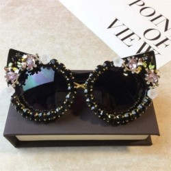 Cat Eye Personality Handmade Rhinestone Sunglasses Fashion - C9 - CP198G4WHAS $33.18