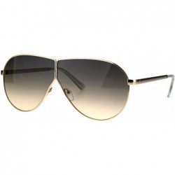 Oversized Oversize Gradient Oceanic Hippie Lens Metal Rim Shield Pilots Sunglasses - Brown Smoke - C1185KLDIEC $13.67