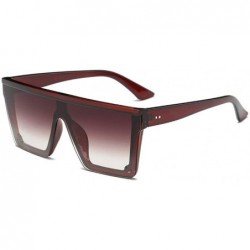 Goggle Square Sunglasses Men Women Mirror Glasses Driving Sun Glasses Male Flat Top Eyewear - Tea - CS194OX5X7O $20.10