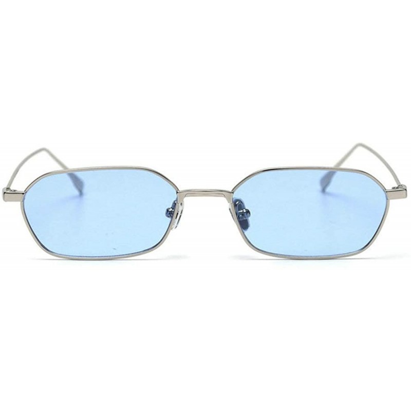Square 2019 new fashion retro small square frame unisex brand luxury designer sunglasses UV400 - Blue - CI18TNXMTIS $15.54