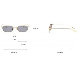 Square 2019 new fashion retro small square frame unisex brand luxury designer sunglasses UV400 - Blue - CI18TNXMTIS $15.54